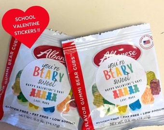 Gummy Bear Valentine Stickers: Personalized School Valentines