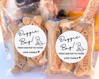 Customizable DIY Dog Treat Wedding Favors | Doggie Goodie Bag | From Our Pup to Yours | Personalized Sticker AND Treat Bags