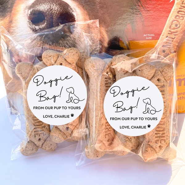 Customizable DIY Dog Treat Wedding Favors | Doggie Goodie Bag | From Our Pup to Yours | Personalized Sticker AND Treat Bags