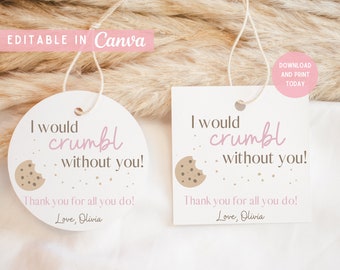 Crumbl Cookie Gift Tag: Teacher Appreciation, Canva Template (Digital Download)