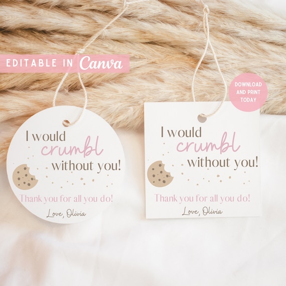 Crumbl Cookie Gift Tag: Teacher Appreciation, Canva Template (Digital Download)