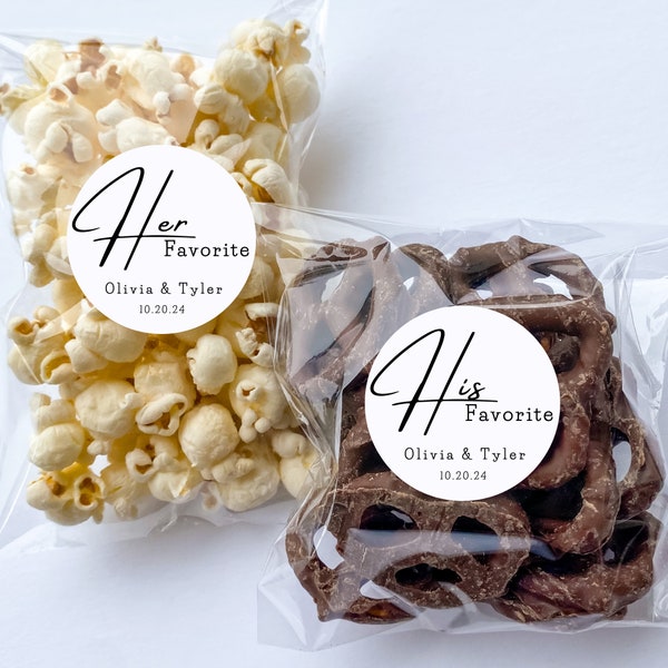 DIY His & Her Favorite Candy Wedding Favors | Wedding Favors | Thank you Candy Bags with Labels | Wedding Treat Bag Favors