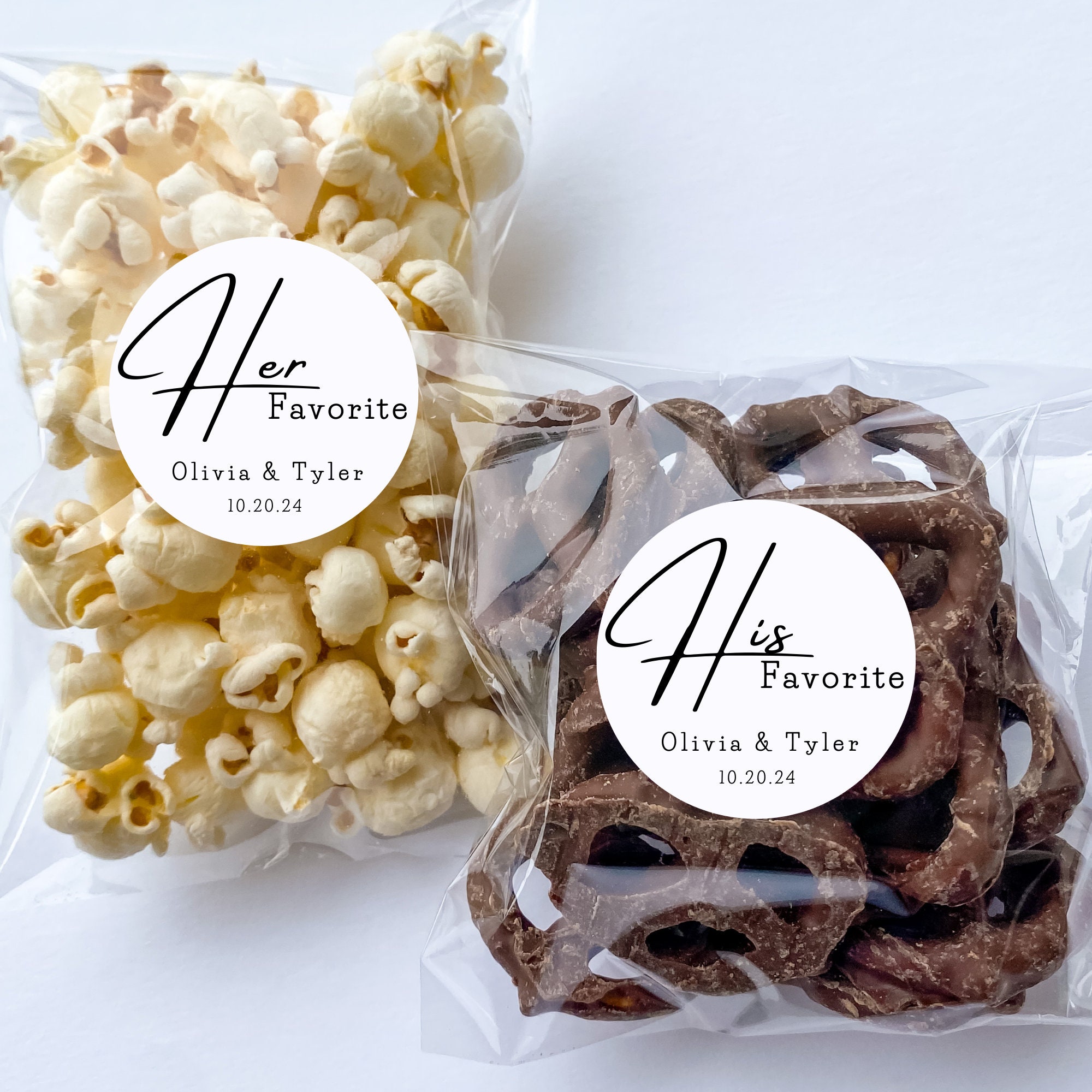 Personalized Wedding Favor Bags: His & Hers Candy Labels