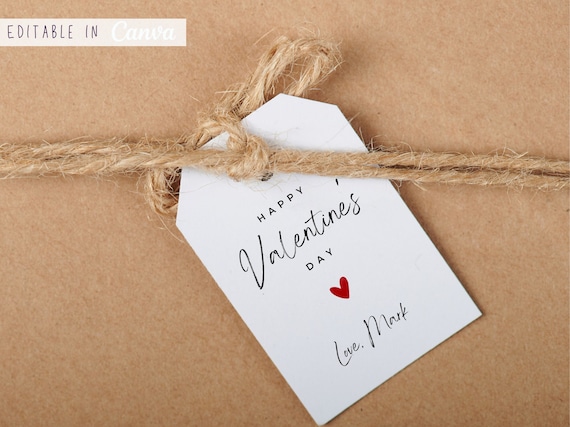 Minimalist Valentine Gift Tag Template | Red Heart (Digital Download)