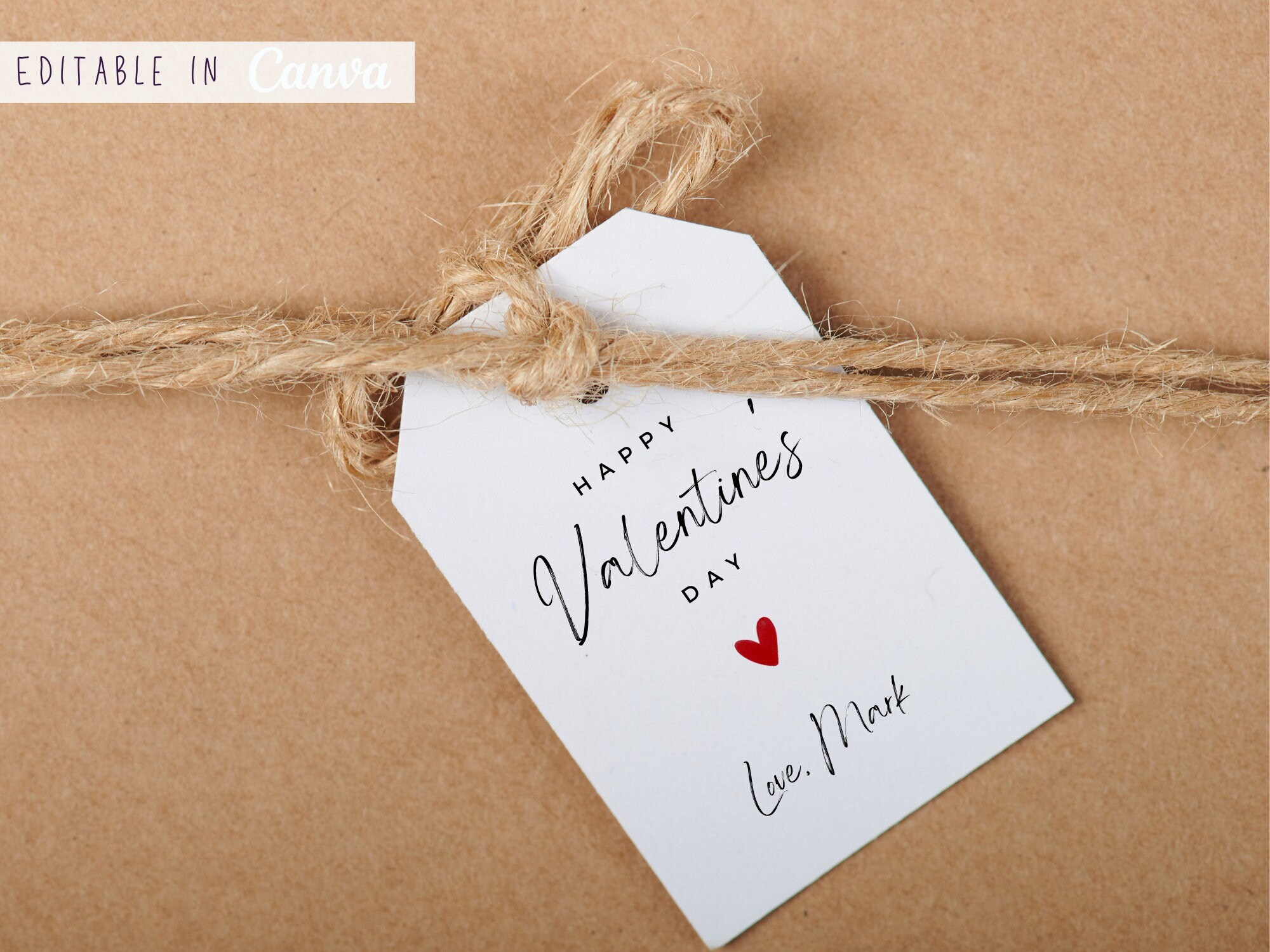 Simple Valentine's Day Gift Tag Template | Minimalist Valentine | Red Love Heart Valentine's Day Tag | Instant Download Valentine Tag