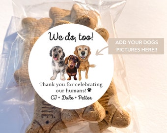 Personalized Pet Photo Wedding Favor: Doggie Bag Labels & Clear Bags