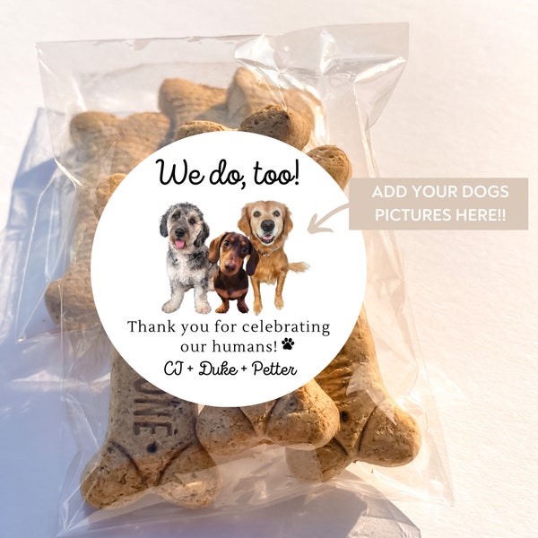 Personalized Pet Photo Wedding Favor|Doggie Bag|Snack Wedding Favor|2.5 Inch Labels and 4x6 Clear Bags|Dog Wedding Favor|DIY Fill Yourself