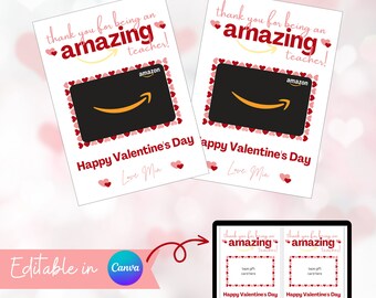 Teacher Valentine&#39;s Card: Gift Card Holder (Digital Printable)