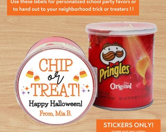 Halloween Chip Can Stickers: School Treat Labels (2.5" Diameter)