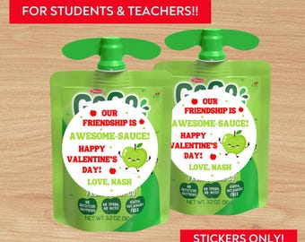 Apfelmuss Valentinstag Aufkleber: Personalisierte Schul Valentines