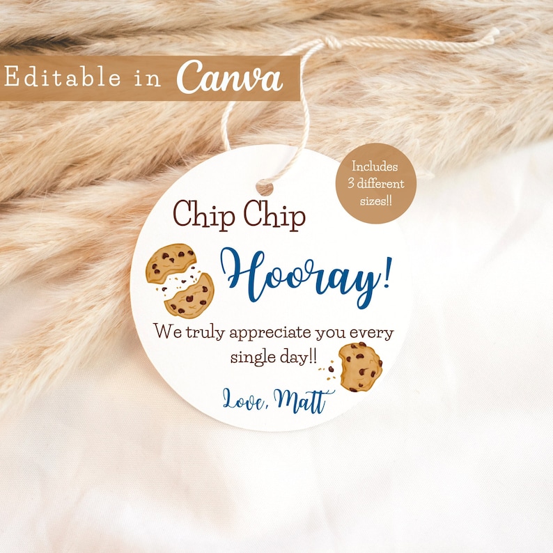 Editable Digital Cookie Appreciation Gift Tagcanva Etsy