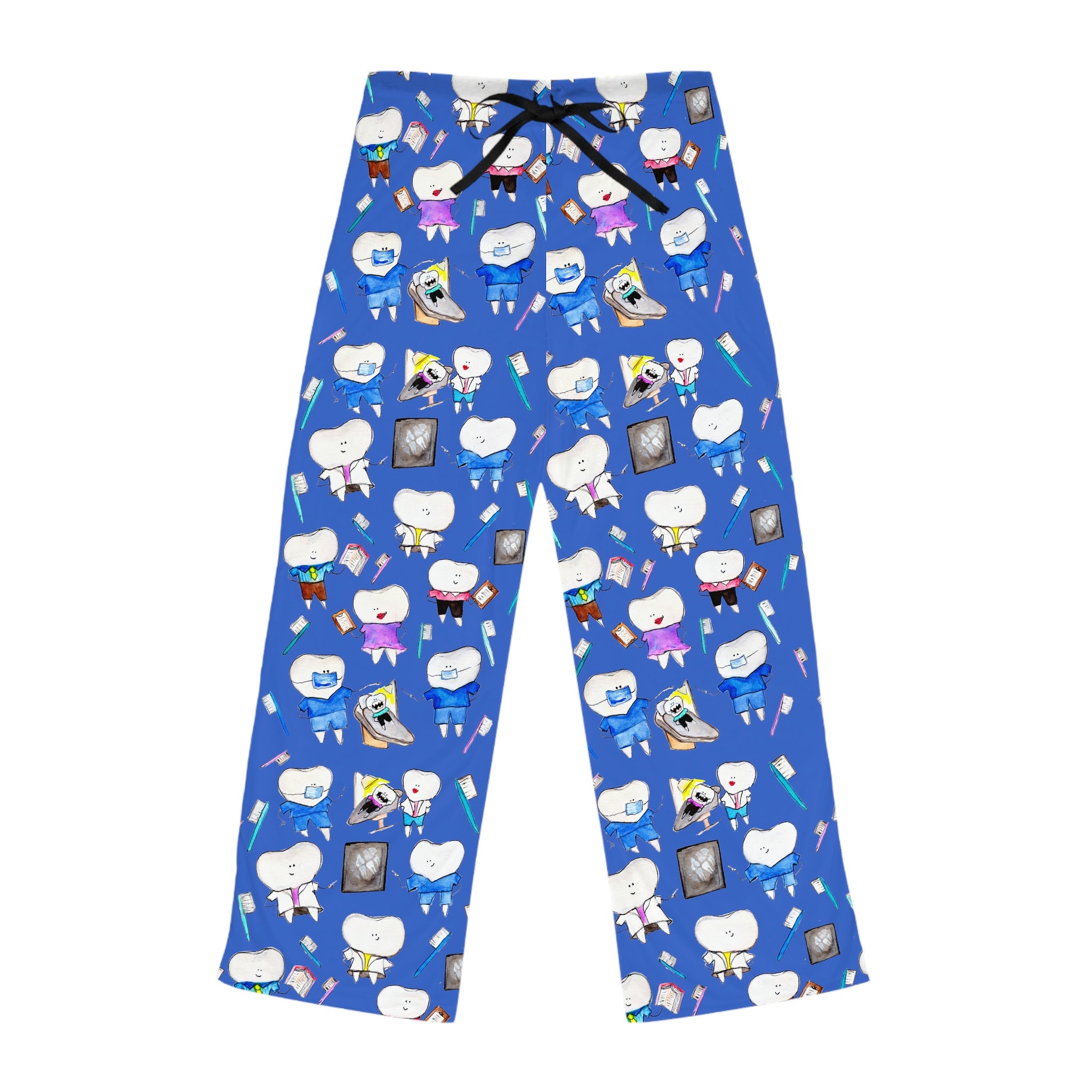 Blue Tooth Print Pajama Pants for Women Teeth Print Pajamas Cartoon