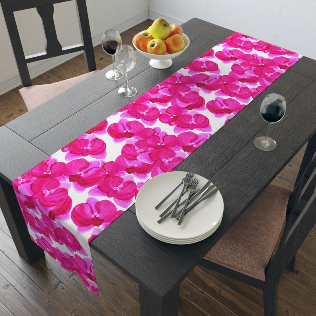 Phalaenopsis Orchid Table Runner Pink Orchid Print Table Etsy
