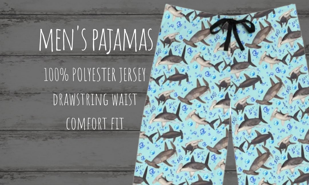 Men's Hammerhead Shark Pajamas Sharks Print Pjs for Men and Teen Boys