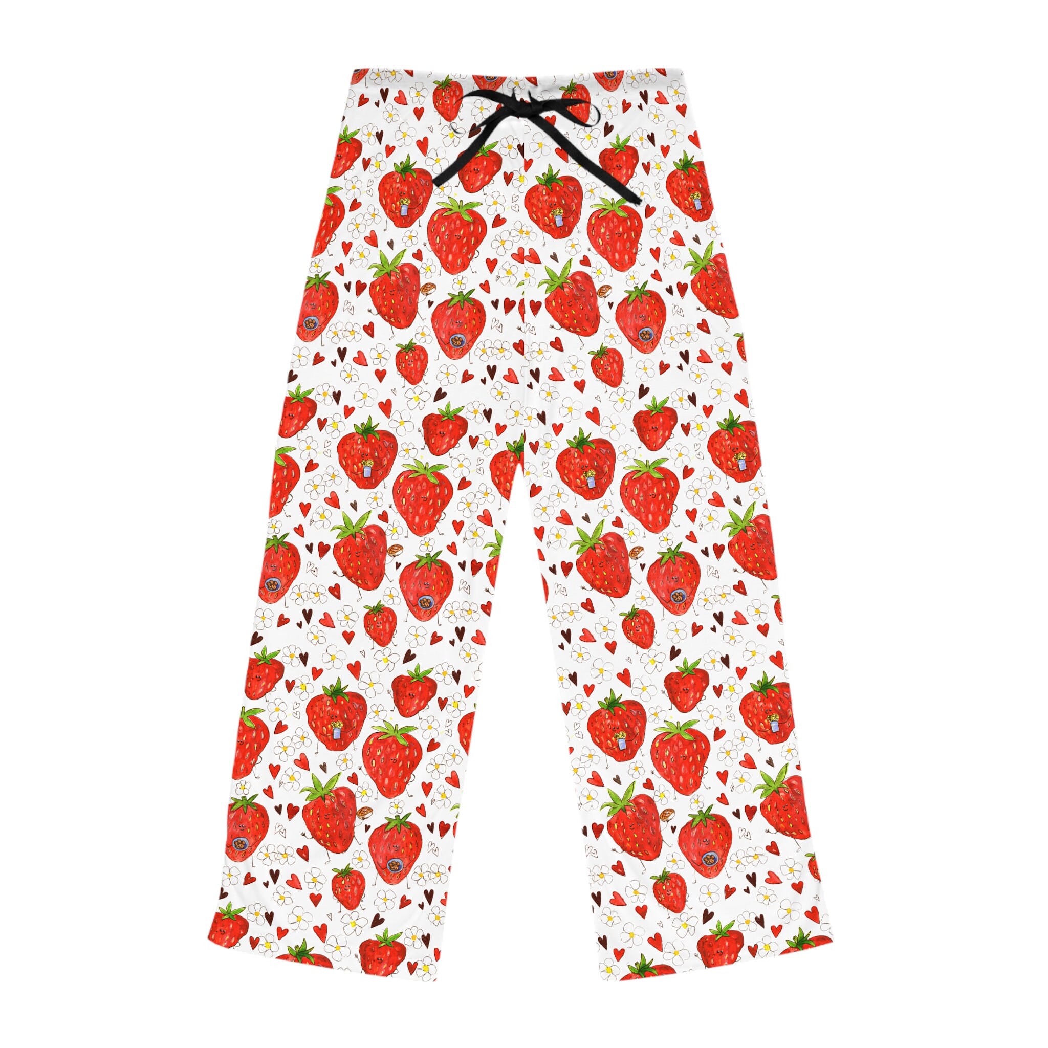 Cartoon Strawberry Pajama Pants for Women Strawberry Print Pjs