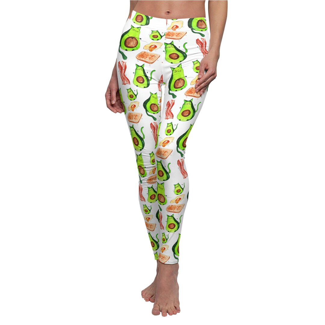 Cat Avocado Toast With Egg Yoga Pants Leggings Cat Print Etsy