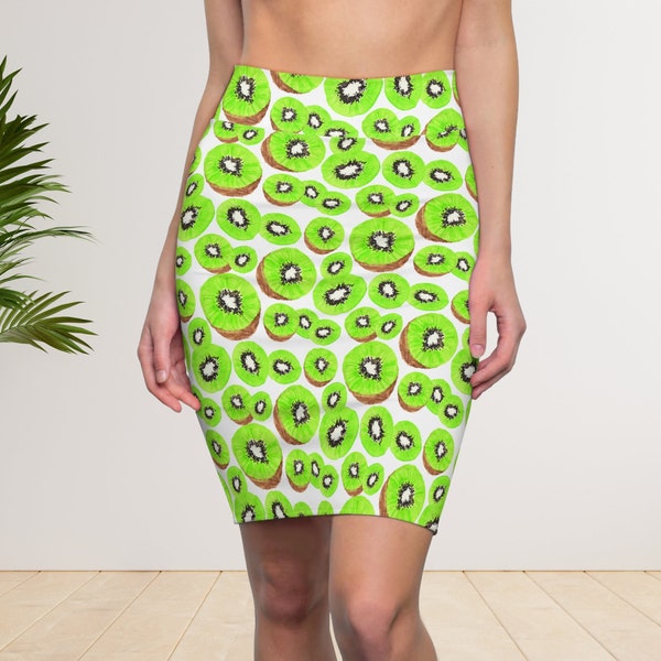 Kiwi Print Pencil Skirt Colorful Kiwi Slice Skirts for Women Fruit Print Clothing Fruit Gifts Kiwi Clothes Kiwi