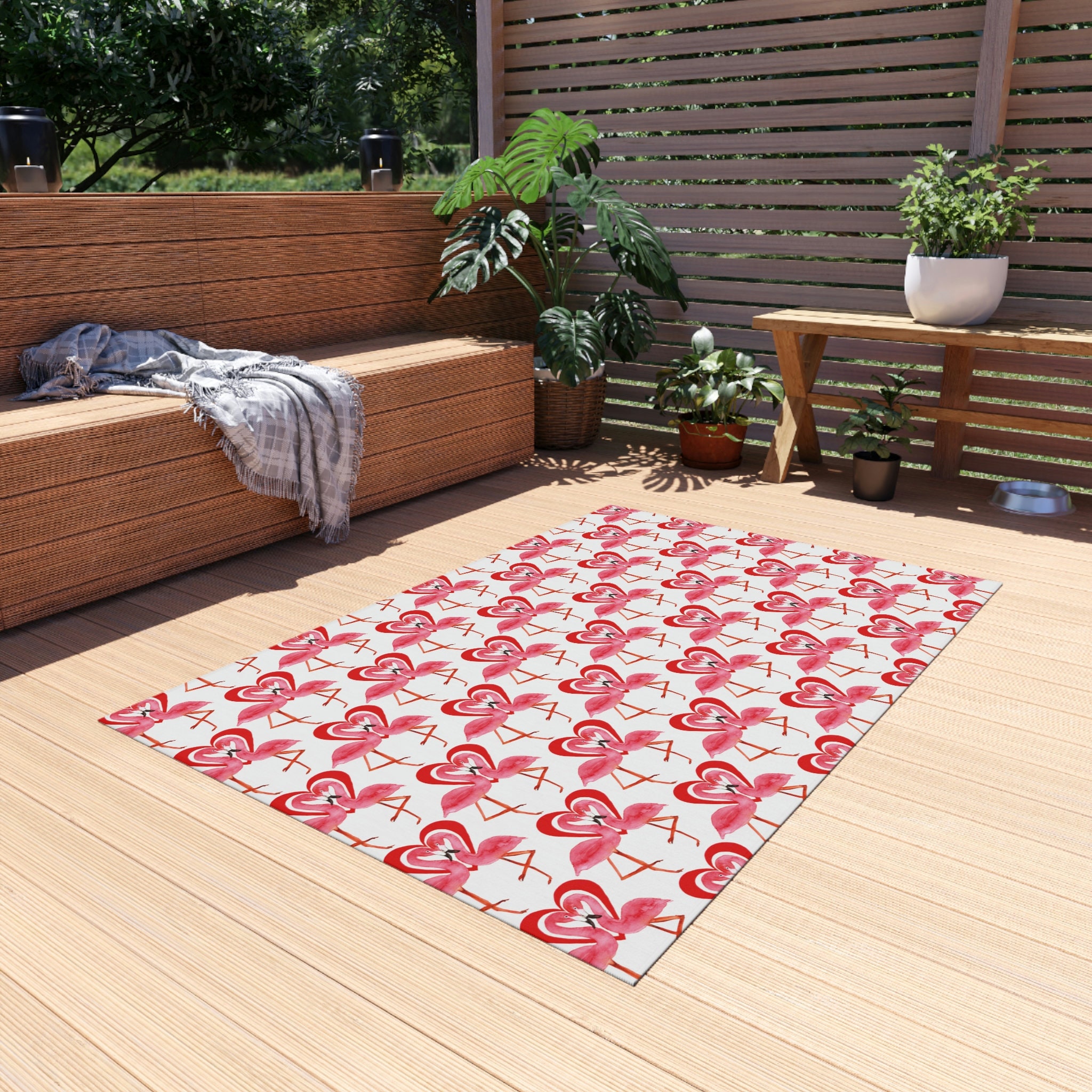 Flamingo Outdoor Rug Nonslip Outdoor Watercolor Flamingos Etsy