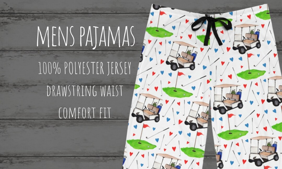 Men's Golf Print Pajamas Golf Theme Pjs for Men / Teen Boys Men's