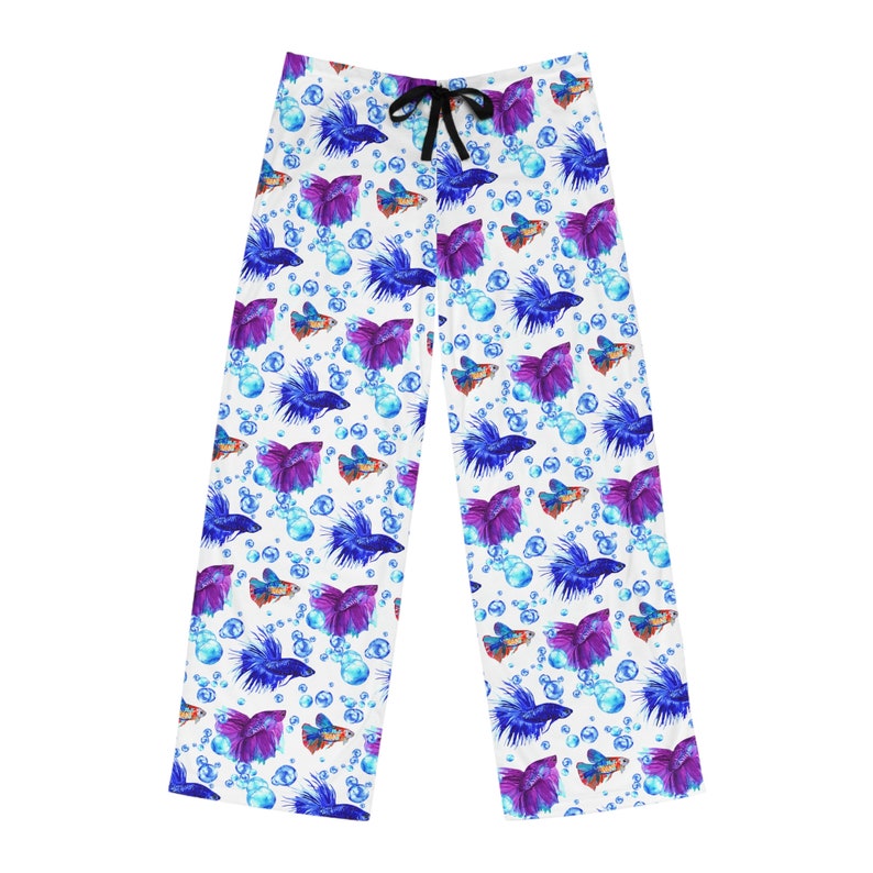 Men's Blue Betta Pajamas Betta Fish Print Pjs for Men and Teen Boys Men