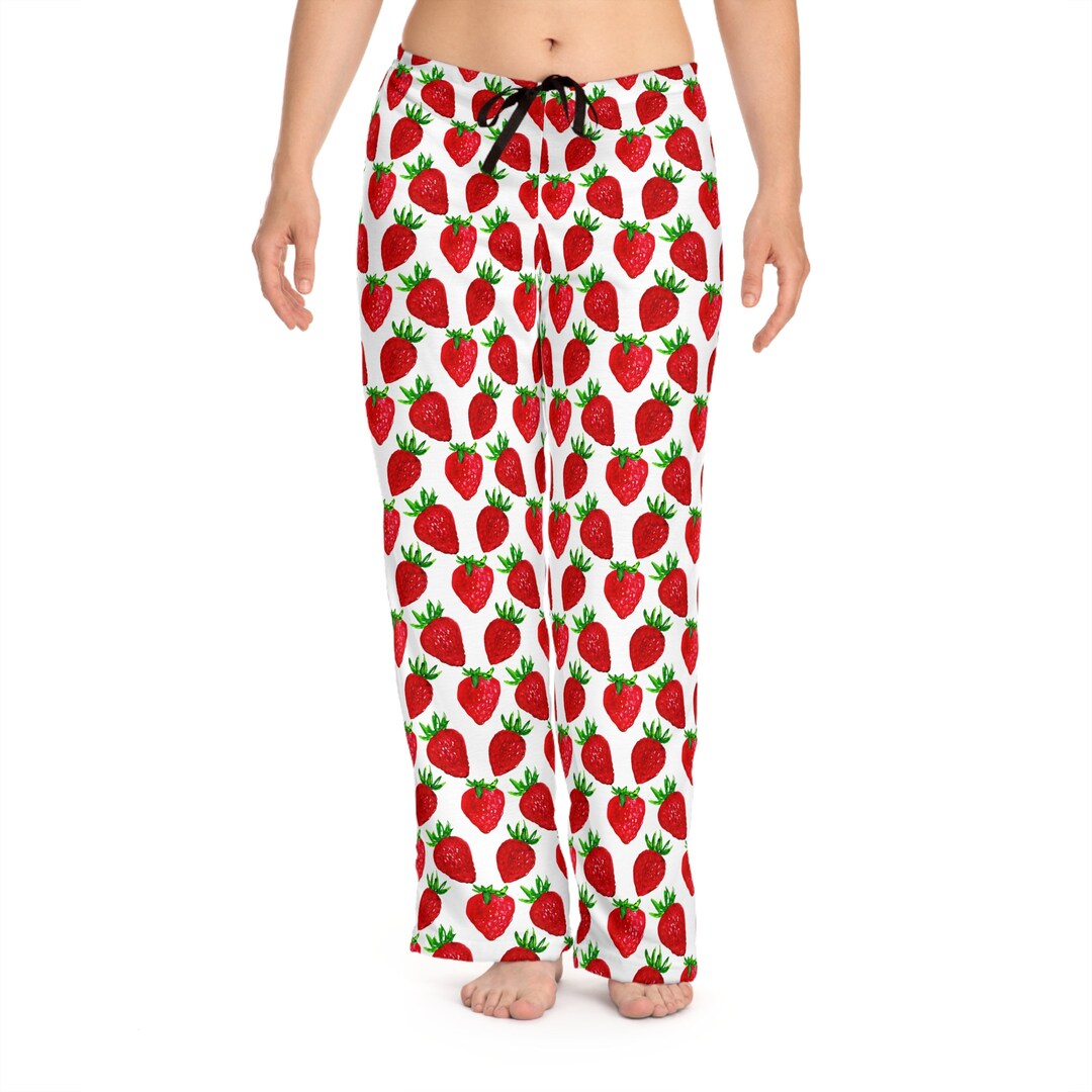 Strawberry Pajama Pants For Women Strawberry Print Pjs Watercolor strawberry-pajama-pants-for-women-strawberry-print-pjs-watercolor