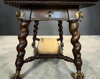 Antique Jacobean Revival Oak Center Table