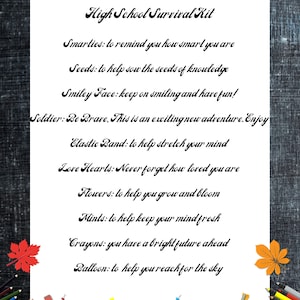 High School Survival Kit Printable