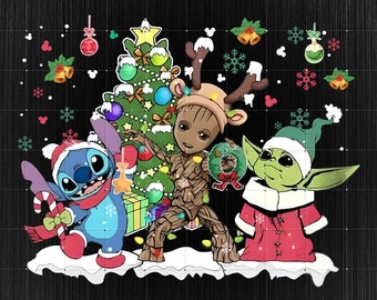 Stitch and Friends Dis-ney Christmas PNG, Groot Christmas shirt, Mikkey's Very Merry Christmas Party 2023, Dis-ney Family Christmas PNG