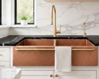 Hammered Copper Farmhouse Sink – Marrakech Artisan Handcrafted Basin – Multiple Sizes