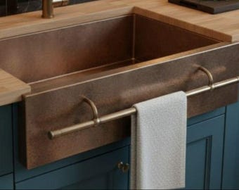 Hand Hammered Copper Kitchen Sink – Moroccan Farmhouse Basin – Solid Brass Faucet
