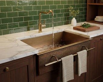 Handmade Moroccan Brass Sink – Antique Honey Bronze Patina