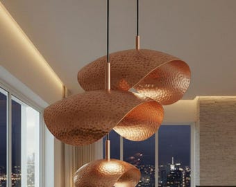Kitchen Island & Copper Pendant Light | Handmade Moroccan Copper Lighting