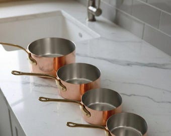 MARRKECH Vintage Moroccan Red Copper Cookware Set – 5-Piece Tin-Lined Pots, Cast Iron Handles