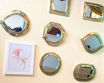 Handmade Moroccan Brass Mirrors - Set of 10 Small Decorative Mirrors