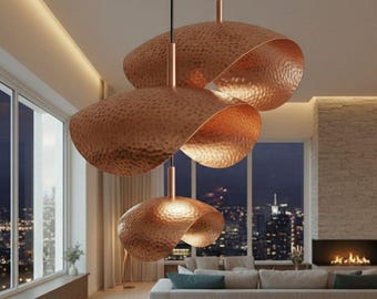 MARAKECH Moroccan Red Copper Ceiling Lamp – Hand-Hammered Pendant Light – Handmade in Marrakech