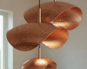 Moroccan Red Copper Ceiling Lamp – Hand-Hammered Pendant Light – Handmade in Marrakech