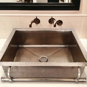 Handmade Moroccan Rectangular Copper Sink – Artisan Bathroom Basin, Rustic Luxury Design&quot;
