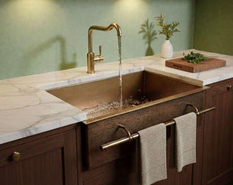 Authentic Moroccan Yellow Bronze Copper Basin from Marrakech – Handmade Luxury, 100% Solid Copper”