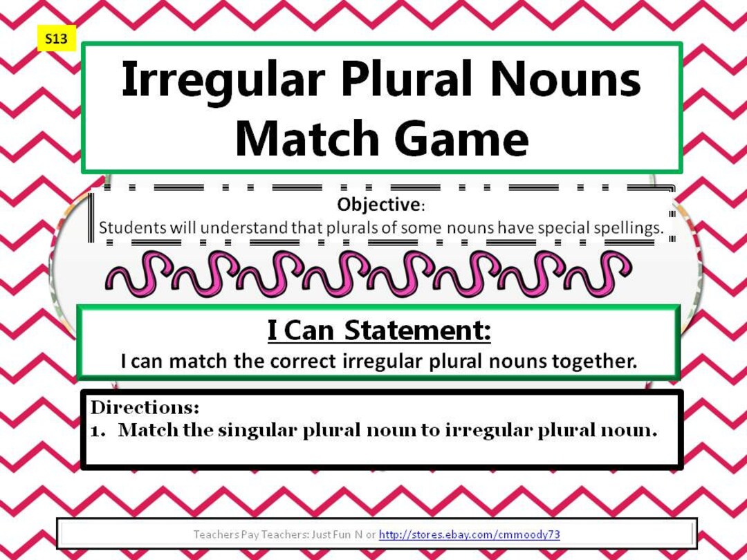 Teacher Made Irregular Plural Nouns Match Game Center Second Grade ...