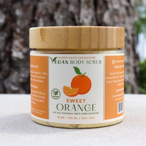 Vegan Body Scrub | Sweet Orange | All Natural Body Cleansing Scrub | 16 oz.