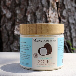 Vegan Body Scrub | Coconut Soleil | All Natural Body Cleansing Scrub | 16 oz.