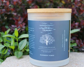Brisa Marina / Colección Vibras de Verano / Cera de Soja + Coco / Mecha de Algodón / Vela Vegana / 340 g (12 oz).