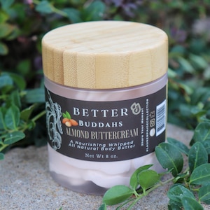 ALMOND BUTTERCREAM Body Butter | All Natural Whipped Shea & Mango Butters | Non-Greasy | Body Moisturizer | Better Buddahs | 8 oz.