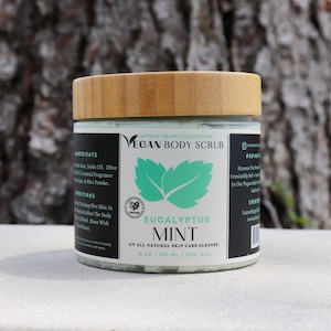Vegan Body Scrub | Eucalyptus Mint | All Natural Body Cleansing Scrub | 16 oz.