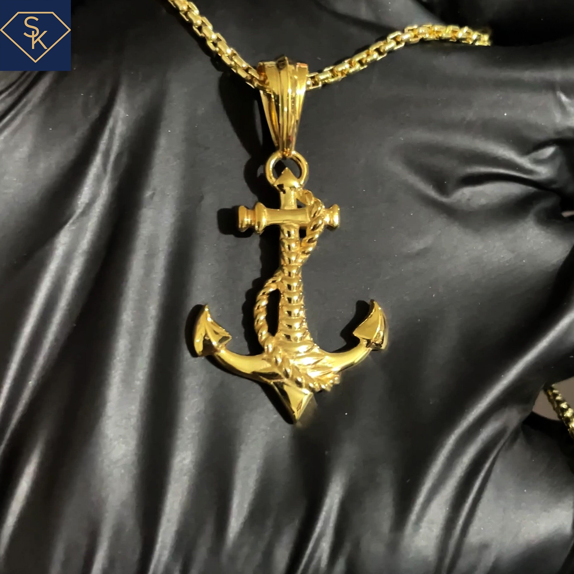 Brand New 14K Solid Yellow Gold Anchor Pendant