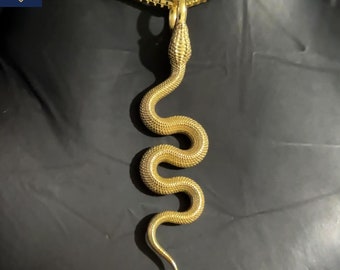 Brand New 14K Solid Yellow Gold Snake Pendant