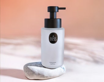 Milchglas-Schaum-Seifenspender, Edelstahl-Pumpe, 4 Seifentabletten