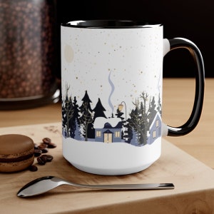Winter Houses Mug, Holiday Coffee Mug, Winter Village Mug, Cute Christmas Mug, Winter Decor, Winter Scene Coffee Cup, Winter Mug Gift