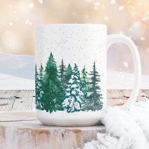 Winter Tree Mug, Winter Coffee Cup, Christmas Mug Gift,Holiday Tree Mug,Winter Decor,Aesthetic Tree Mug,Christmas Mug of Trees