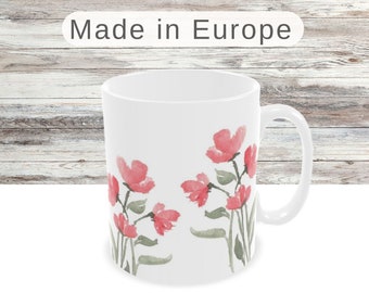 10oz Floral Mug, Small Coffee Cup, Botanical Teacup, Nature Drinkware, Espresso Cup, Spring Kitchen Decor, Flower Tea Cup